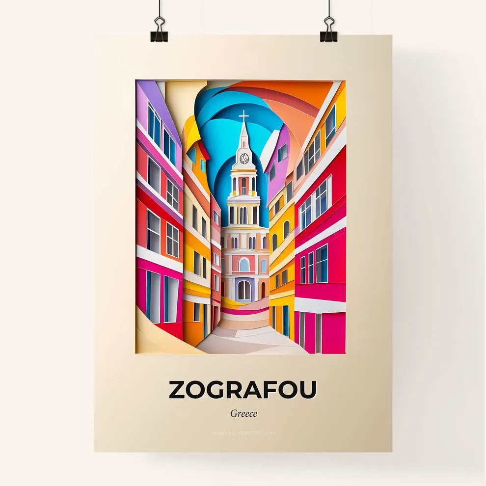 Vivid Zografou, Greece, Colorful Poster