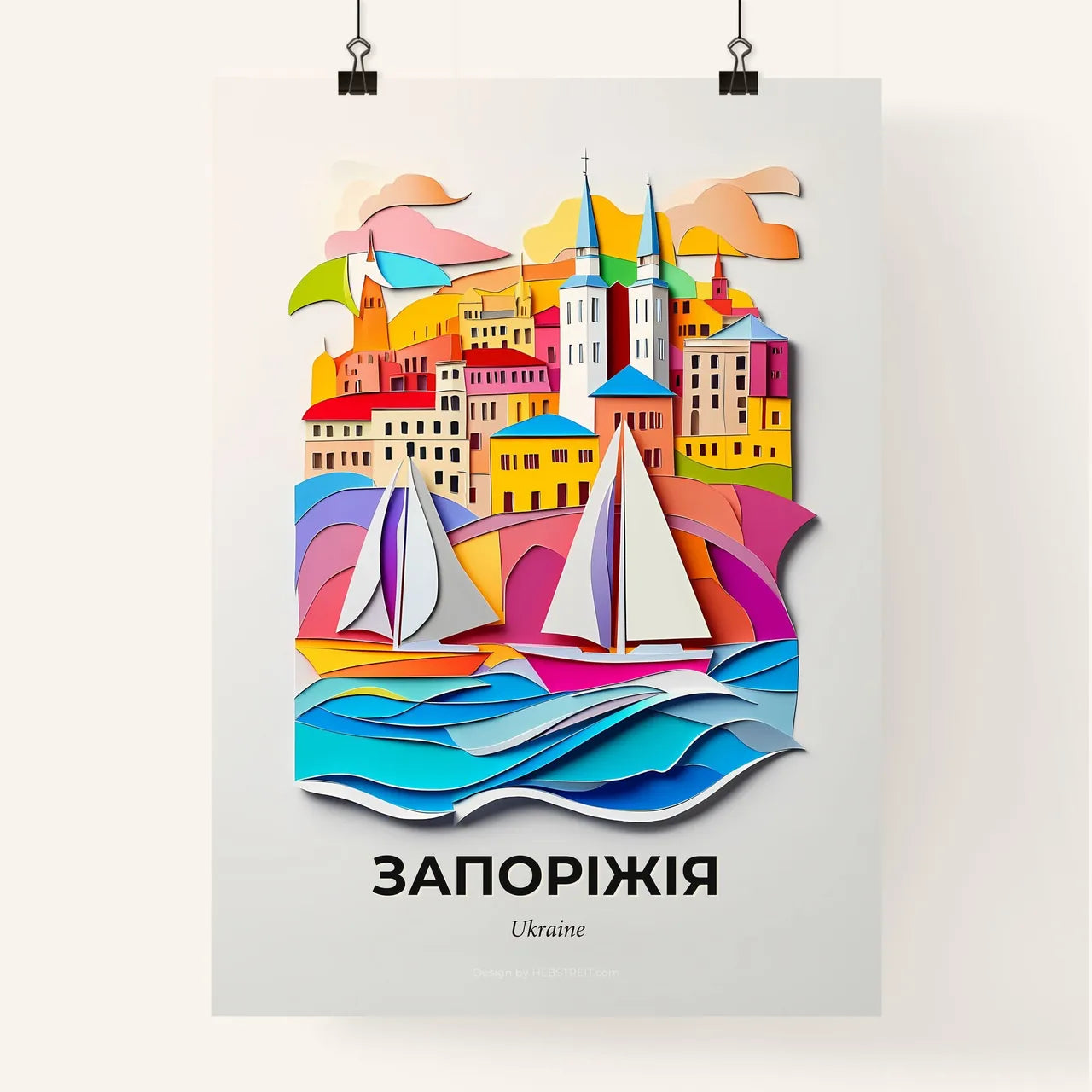Vivid Zaporizhia, Ukraine, Colorful Poster
