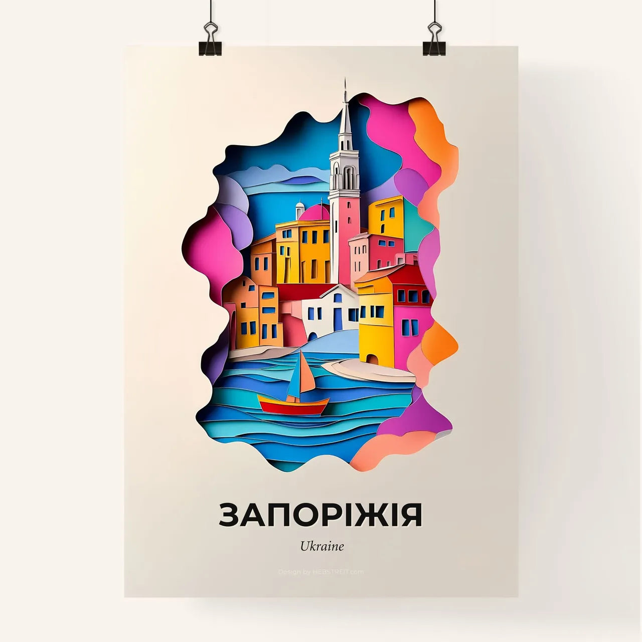 Vivid Zaporizhia, Ukraine, Colorful Poster