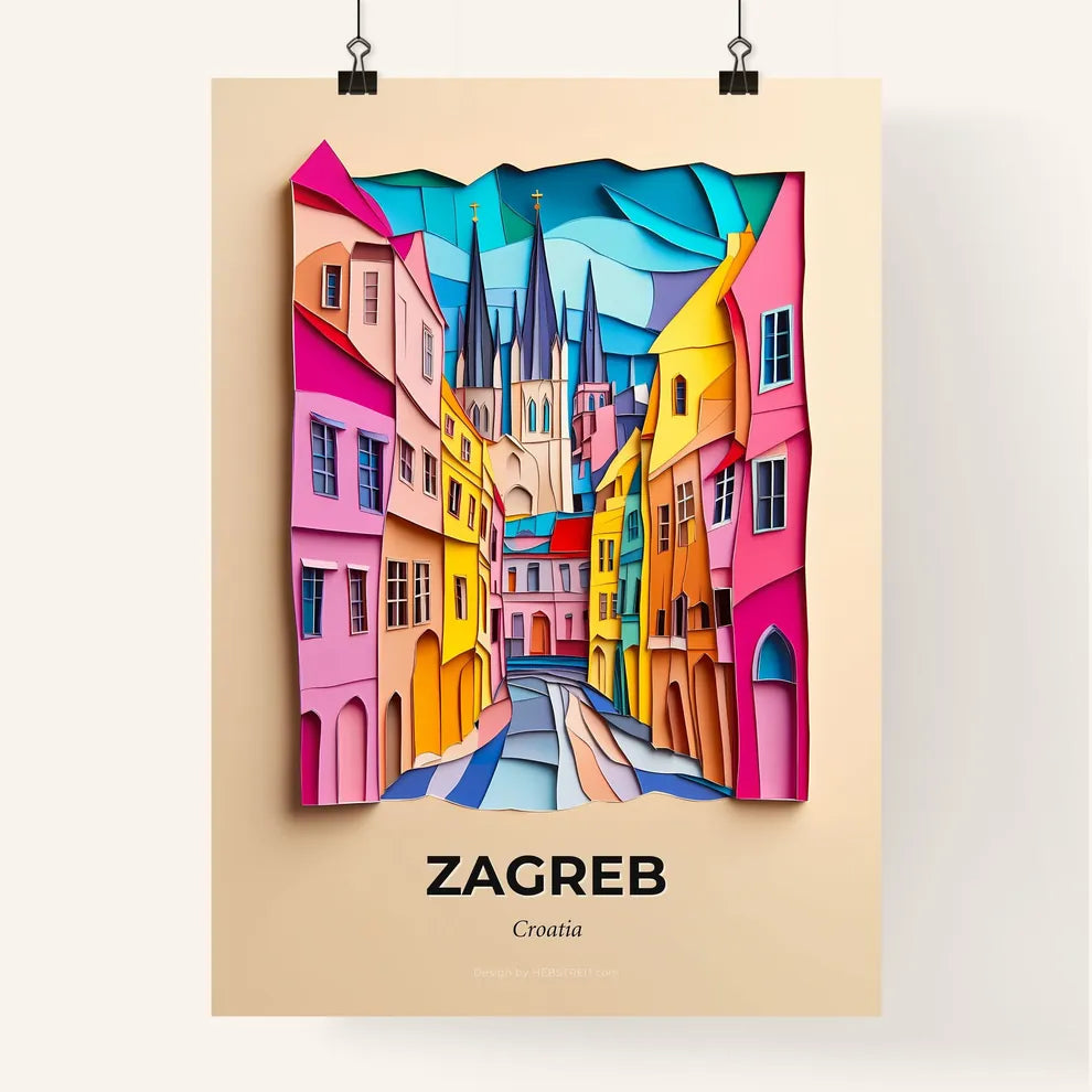 Vivid Zagreb , Croatia, Colorful Poster