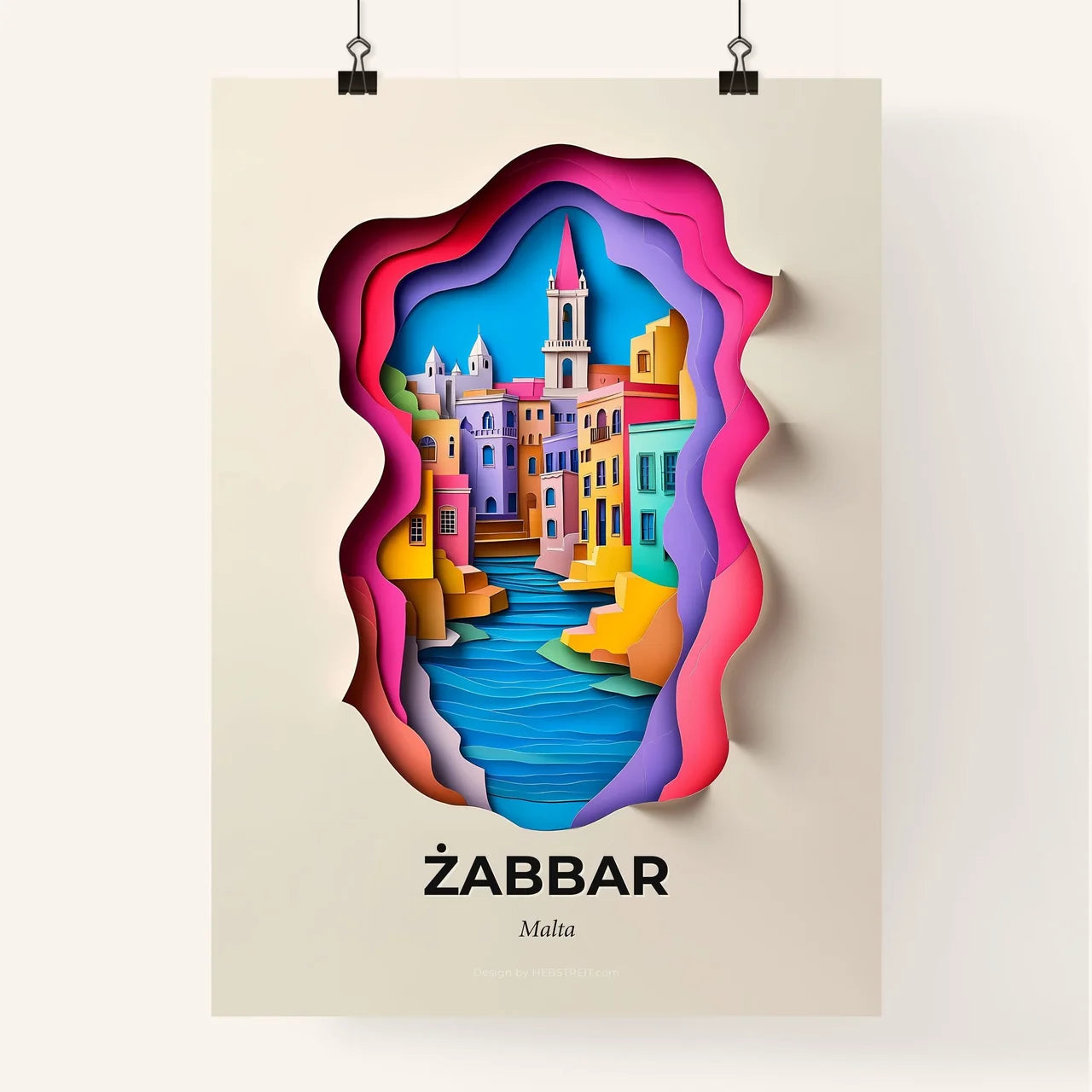 Vivid Żabbar, Malta, Colorful Poster