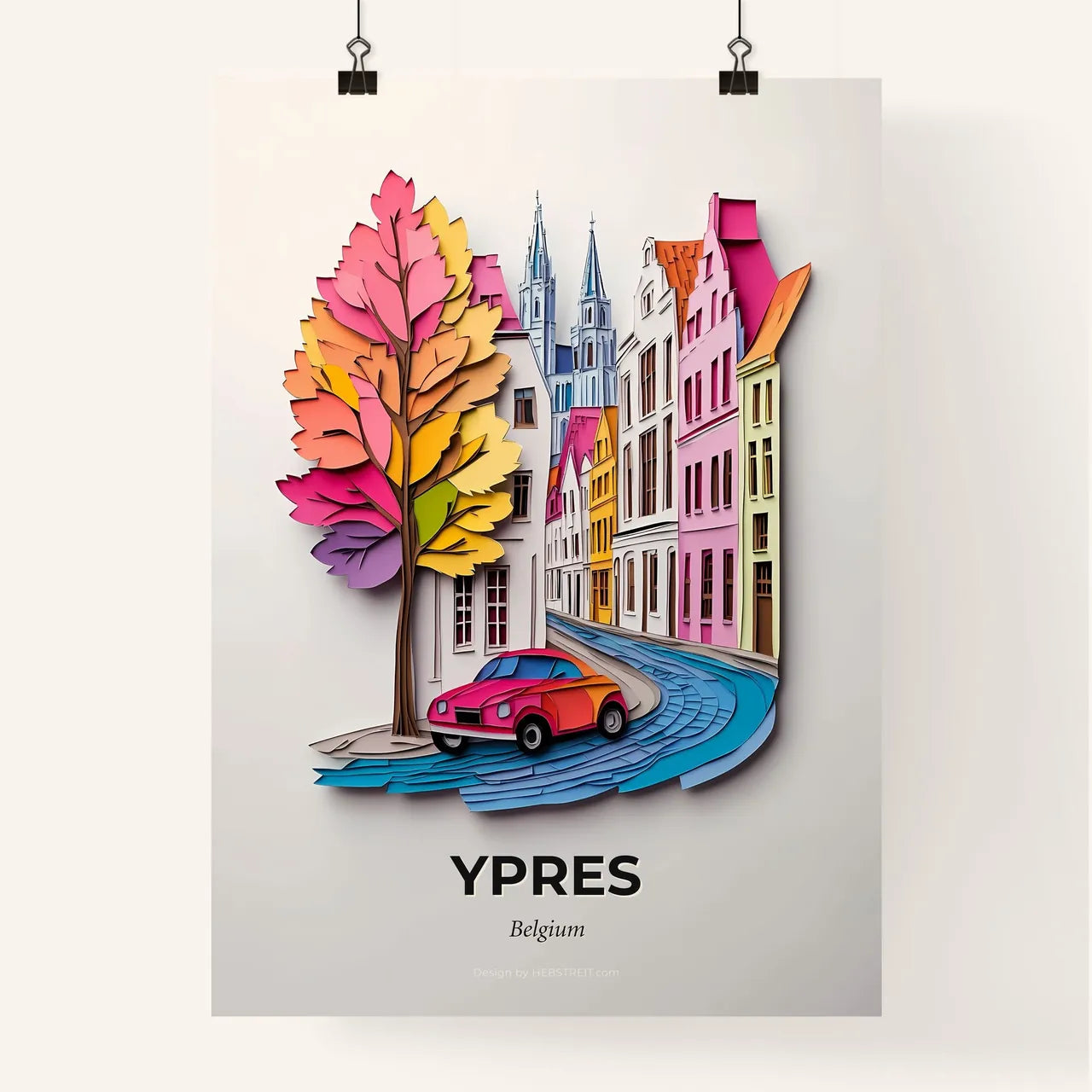 Vivid Ypres , Belgium, Colorful Poster