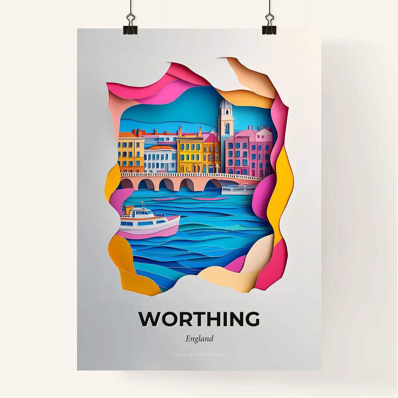 Vivid Worthing, England, Colorful Poster