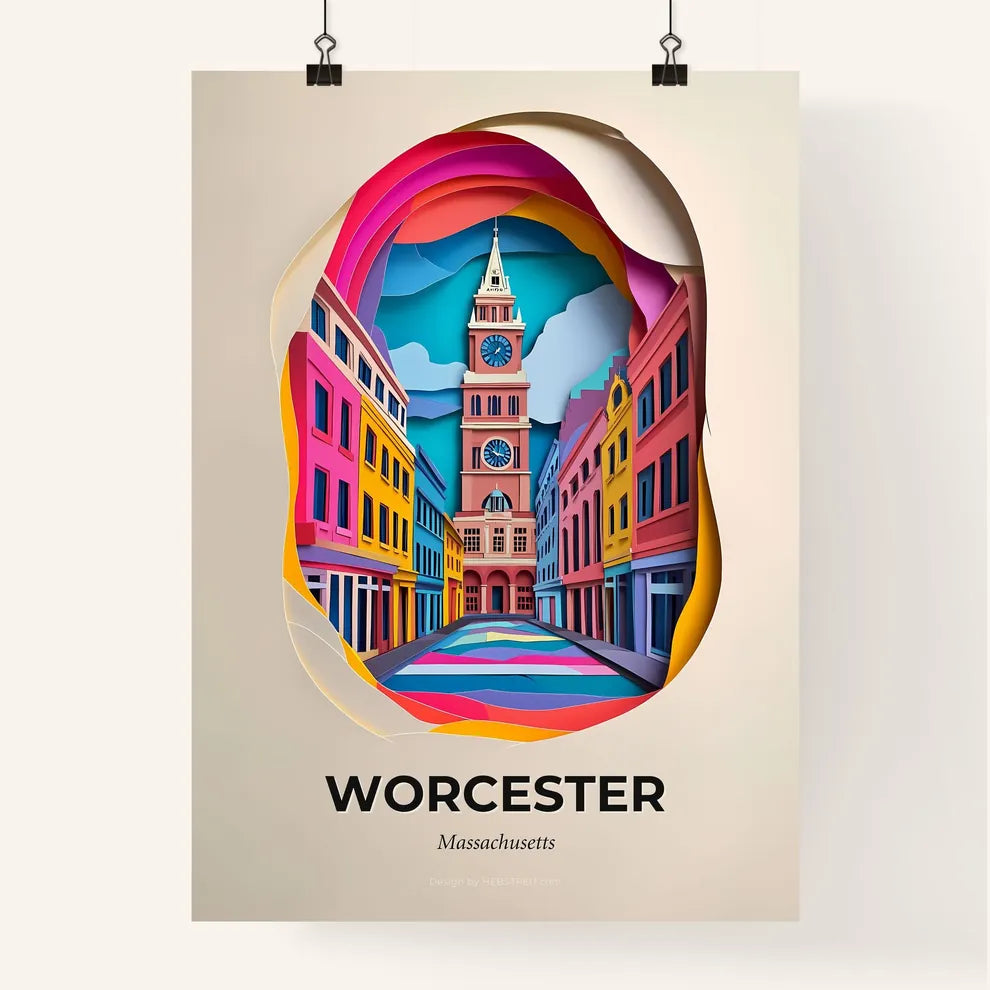 Vivid Worcester, Massachusetts, Colorful Poster