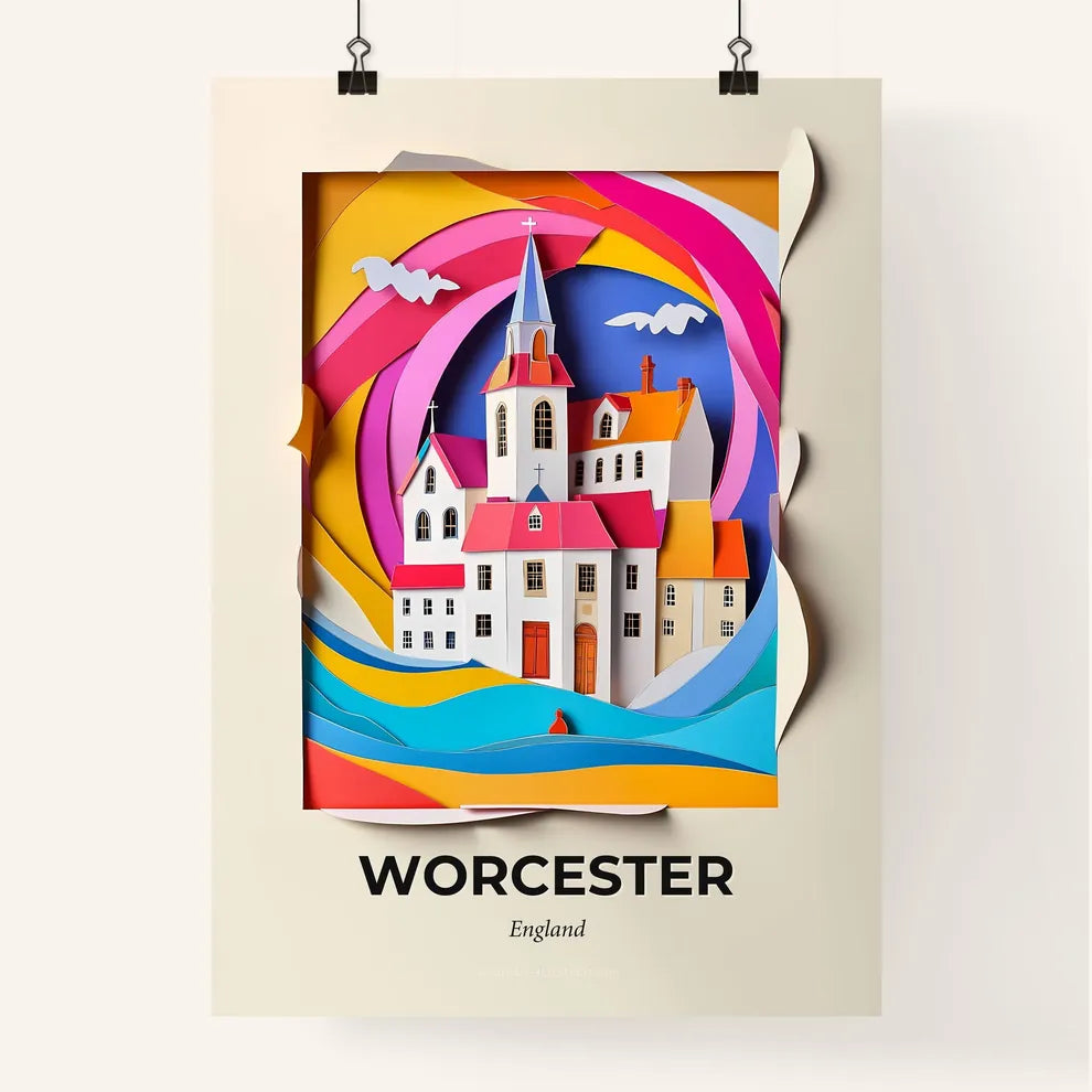 Vivid Worcester, England, Colorful Poster