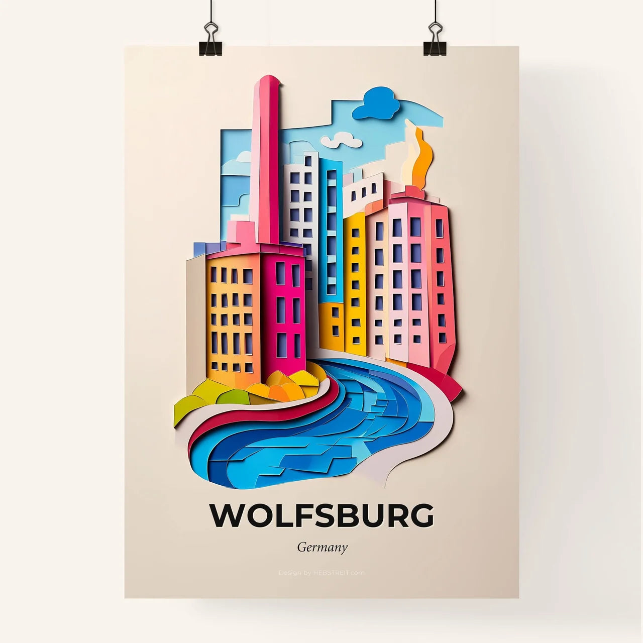 Vivid Wolfsburg, Germany, Colorful Poster