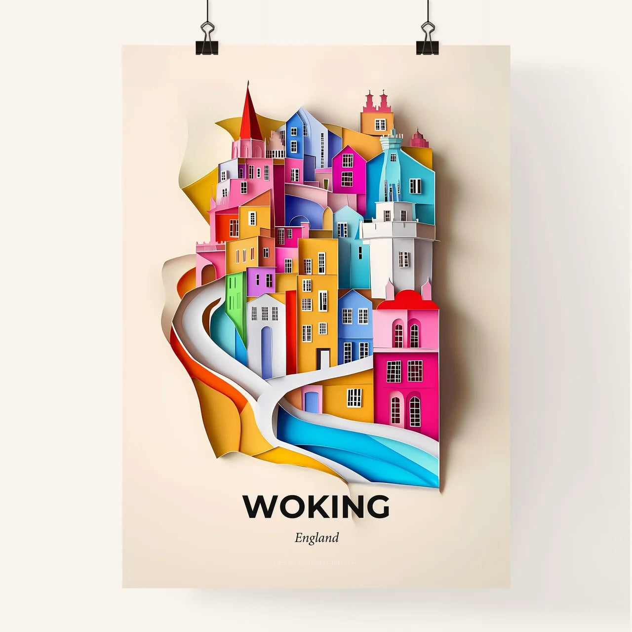 Vivid Woking, England, Colorful Poster