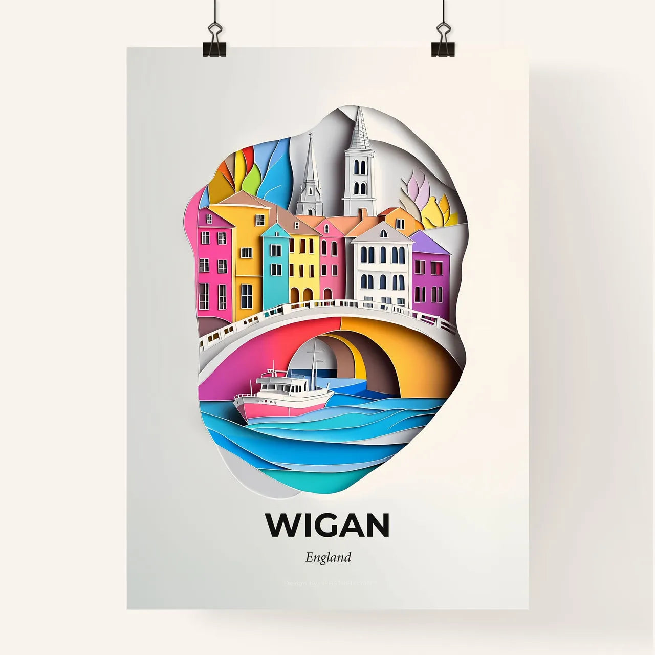 Vivid Wigan, England, Colorful Poster