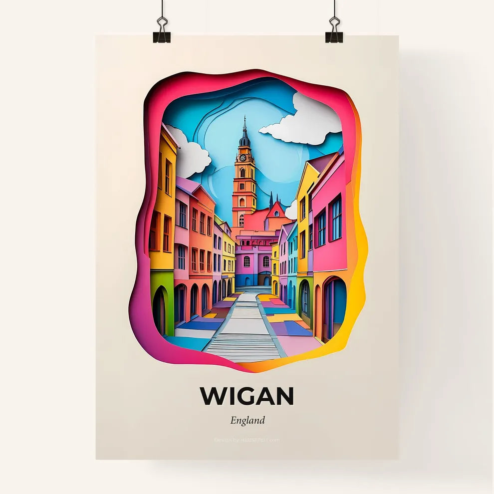 Vivid Wigan, England, Colorful Poster