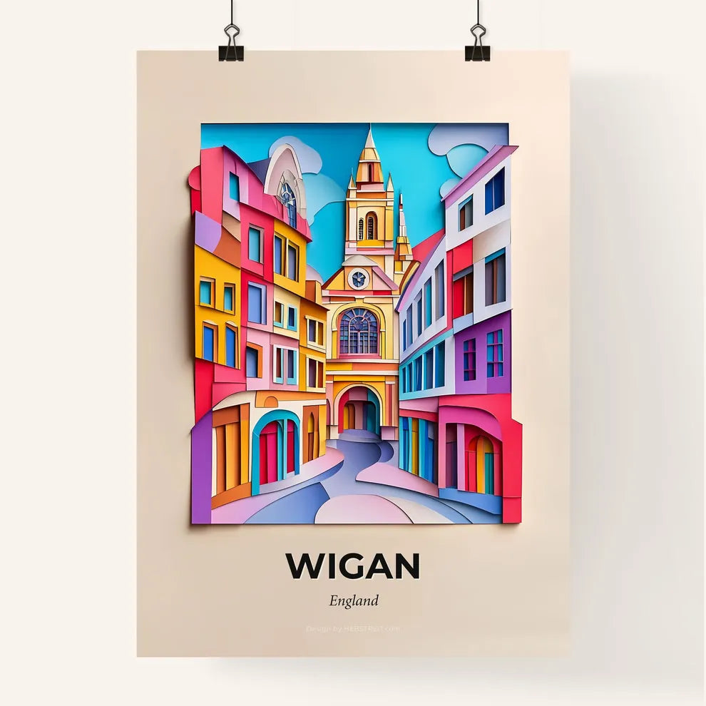 Vivid Wigan, England, Colorful Poster