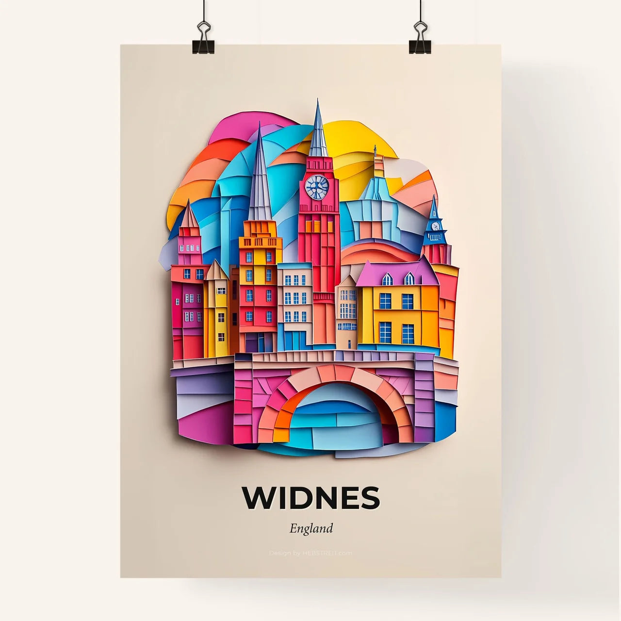 Vivid Widnes, England, Colorful Poster