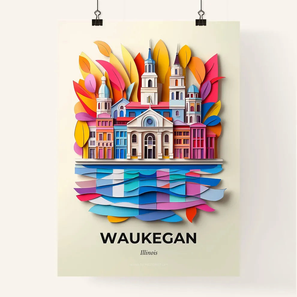 Vivid Waukegan, Illinois, Colorful Poster