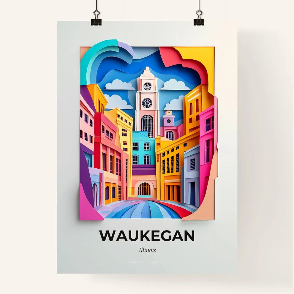 Vivid Waukegan, Illinois, Colorful Poster
