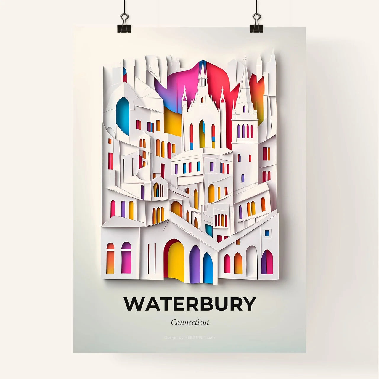 Vivid Waterbury, Connecticut, Colorful Poster