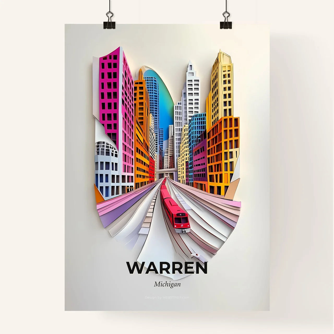 Vivid Warren, Michigan, Colorful Poster