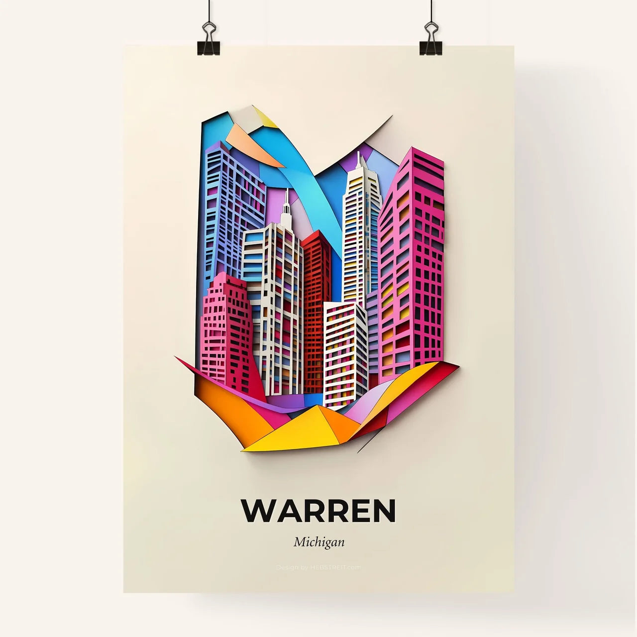 Vivid Warren, Michigan, Colorful Poster