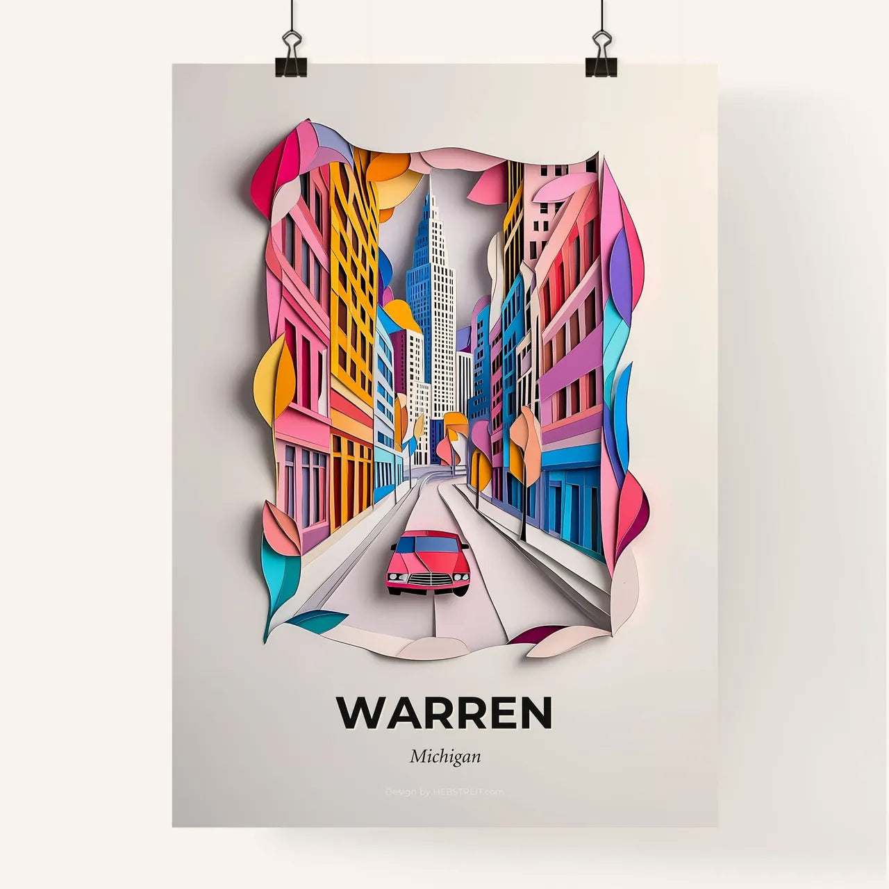 Vivid Warren, Michigan, Colorful Poster