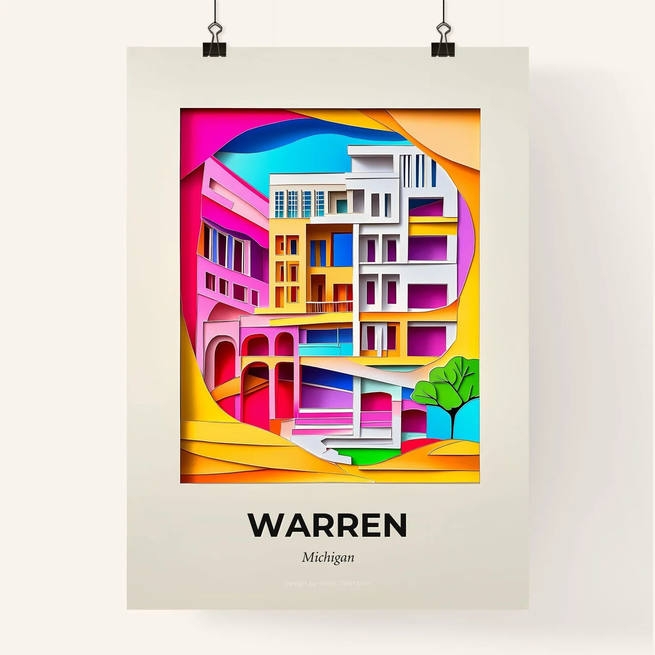 Vivid Warren, Michigan, Colorful Poster