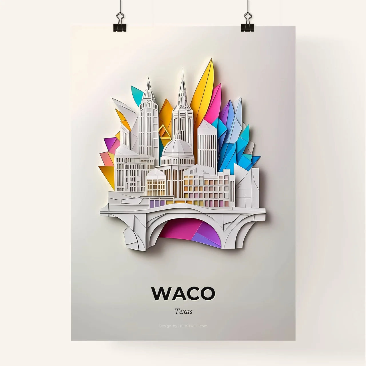 Vivid Waco, Texas, Colorful Poster