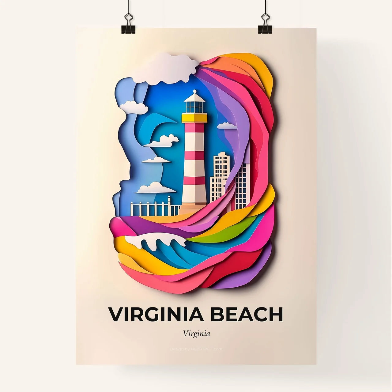 Vivid Virginia Beach, Virginia, Colorful Poster