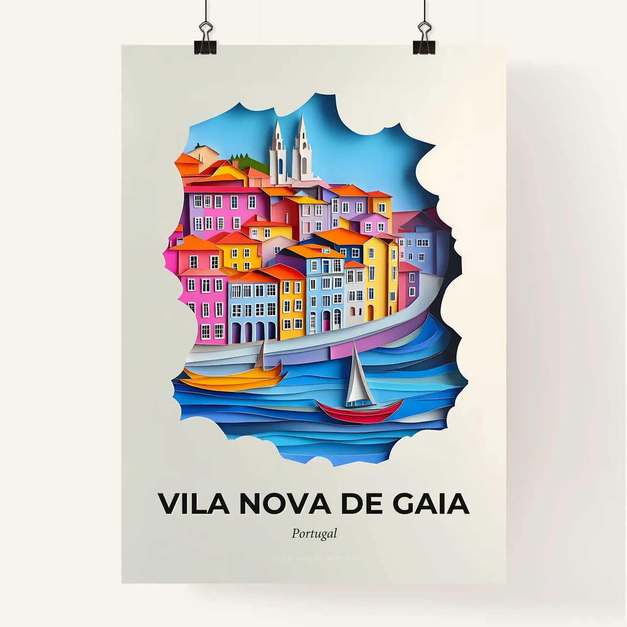 Vivid Vila Nova de Gaia, Portugal, Colorful Poster