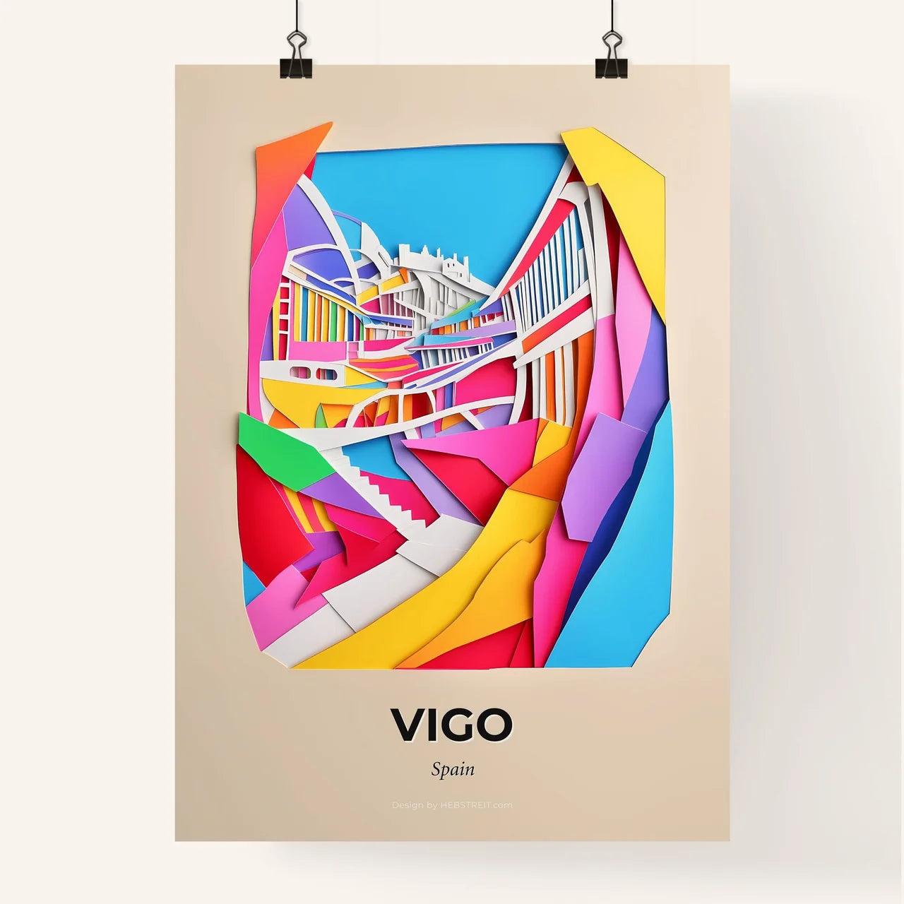 Vivid Vigo, Spain, Colorful Poster