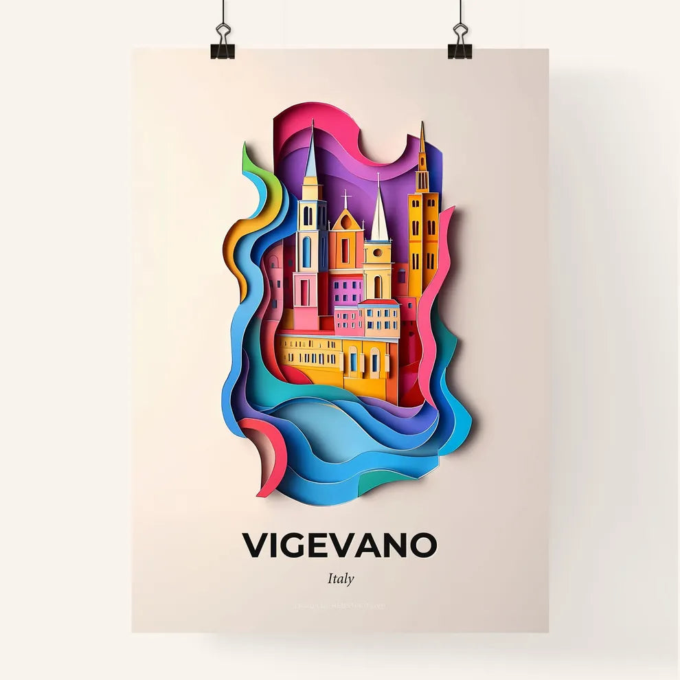 Vivid Vigevano, Italy, Colorful Poster