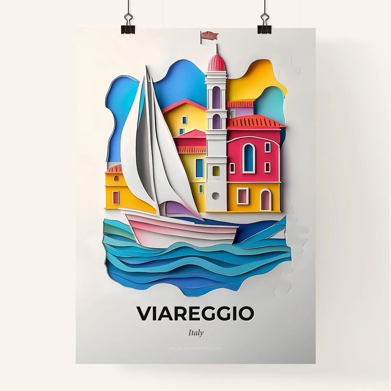 Vivid Viareggio, Italy, Colorful Poster