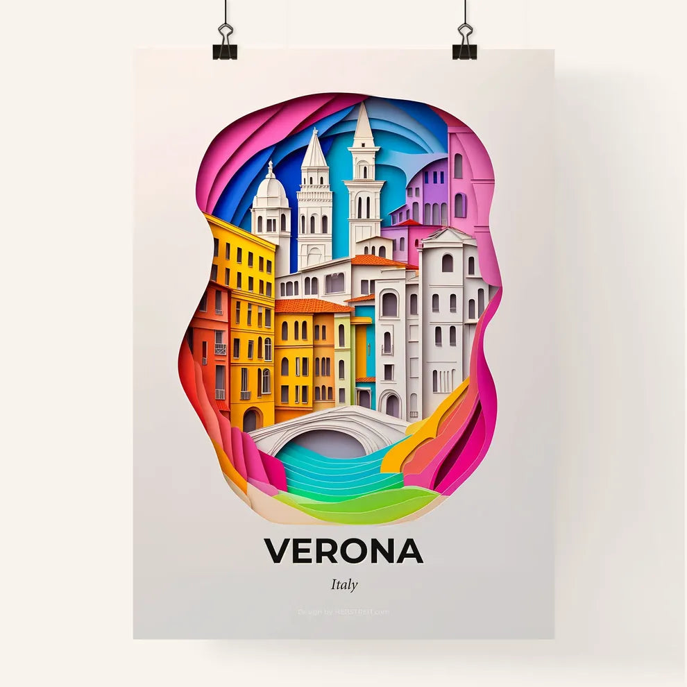 Vivid Verona, Italy, Colorful Poster