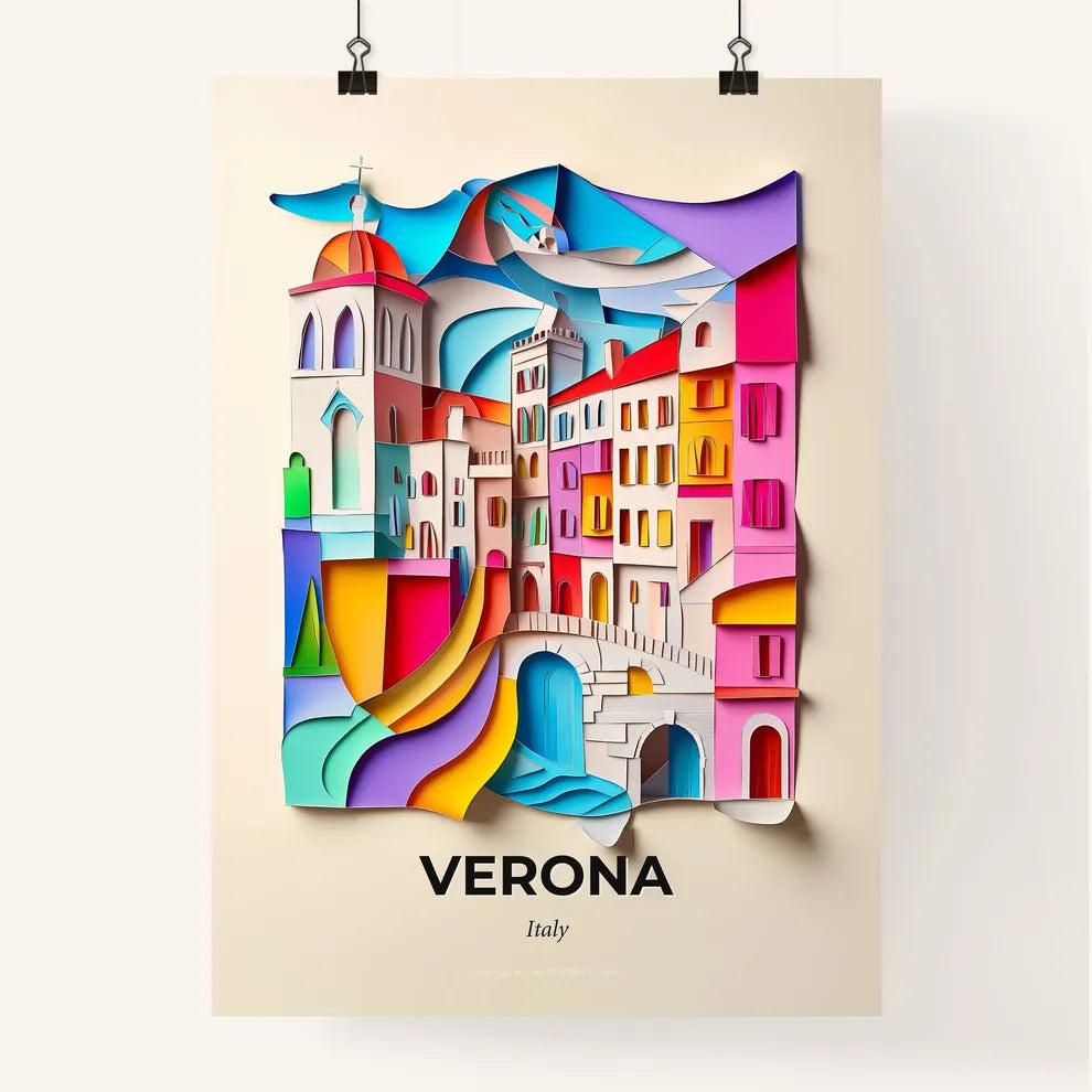 Vivid Verona, Italy, Colorful Poster