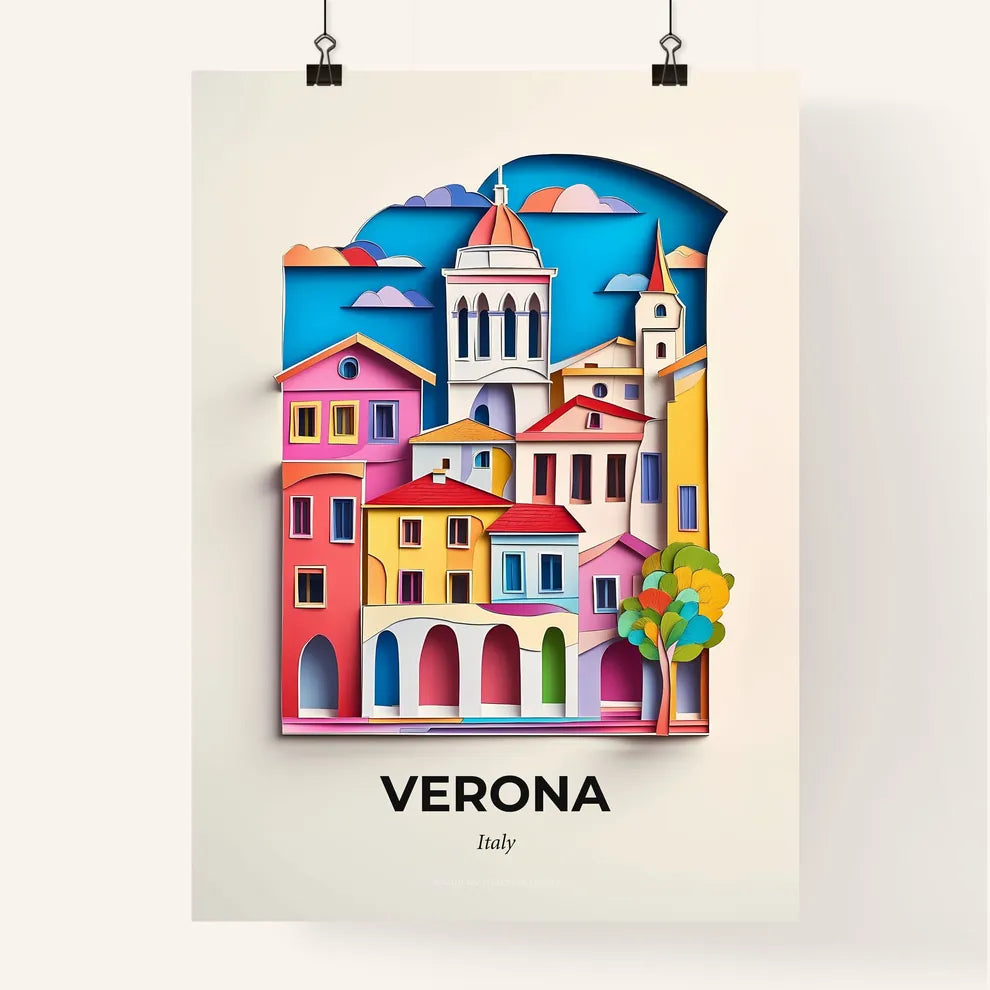 Vivid Verona, Italy, Colorful Poster