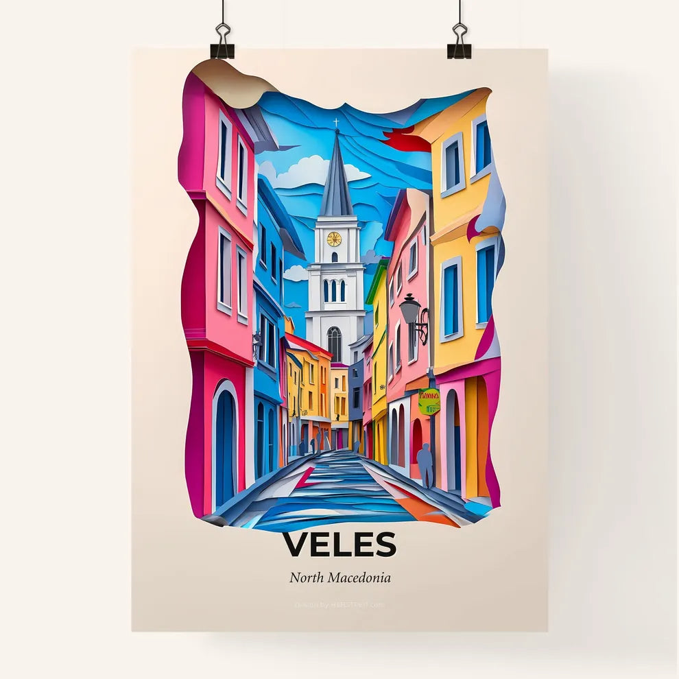 Vivid Veles, North Macedonia, Colorful Poster