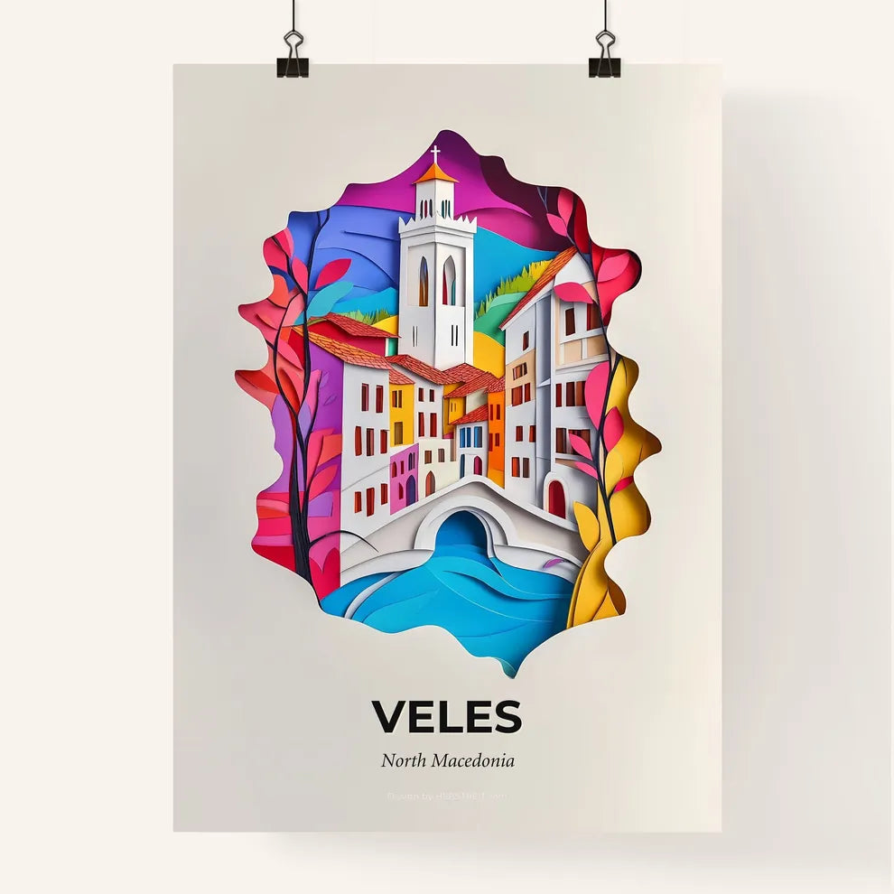 Vivid Veles, North Macedonia, Colorful Poster