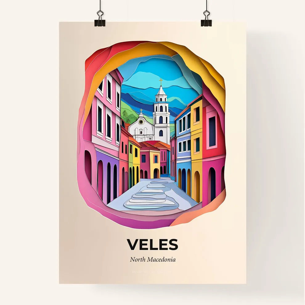 Vivid Veles, North Macedonia, Colorful Poster