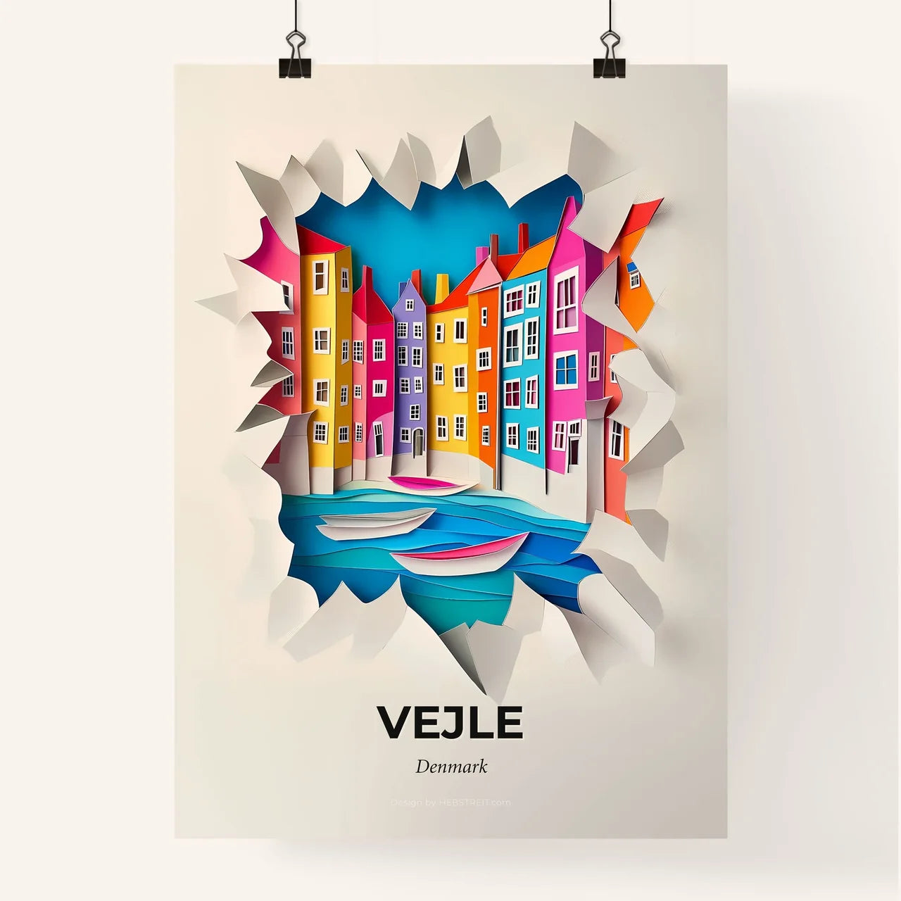Vivid Vejle, Denmark, Colorful Poster