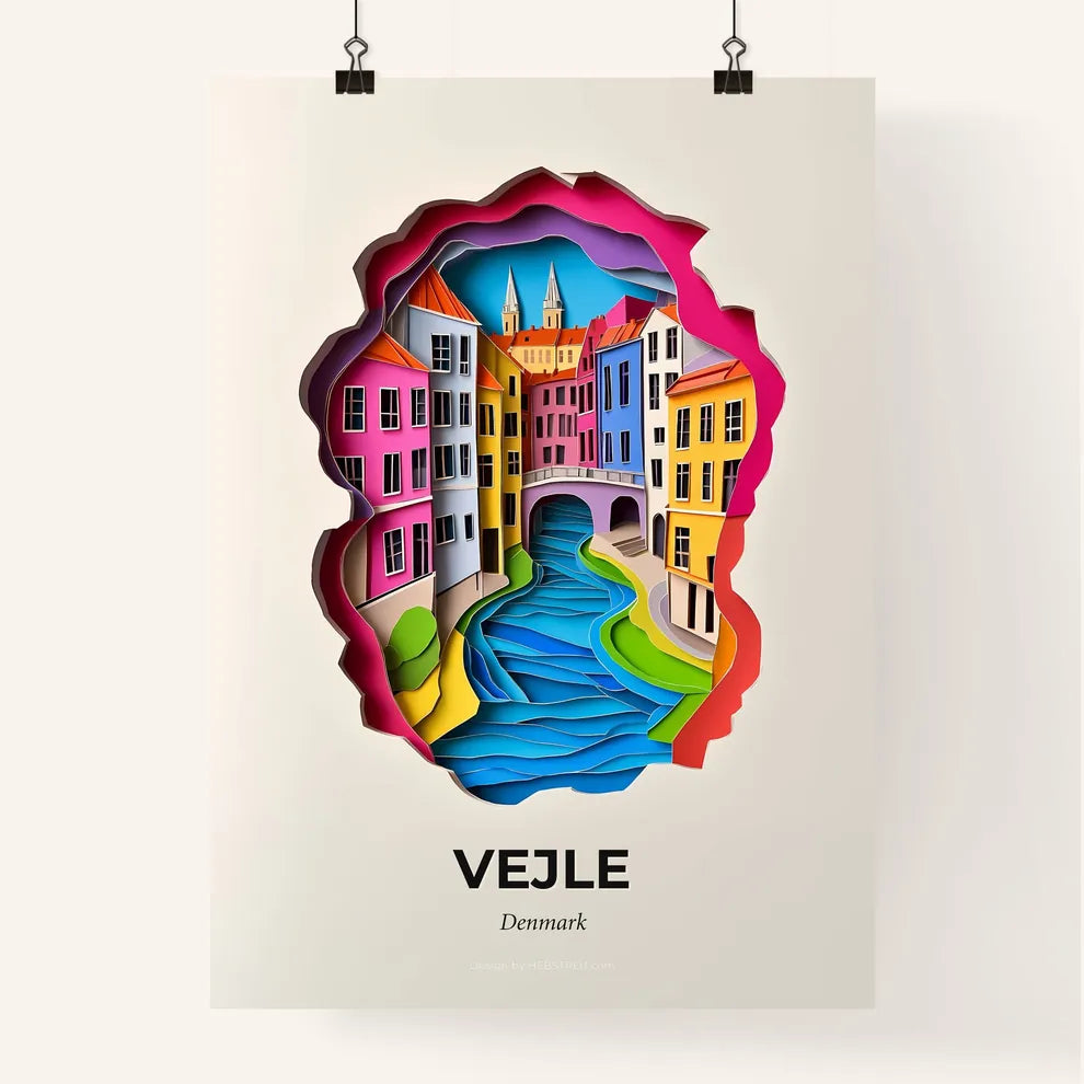 Vivid Vejle, Denmark, Colorful Poster