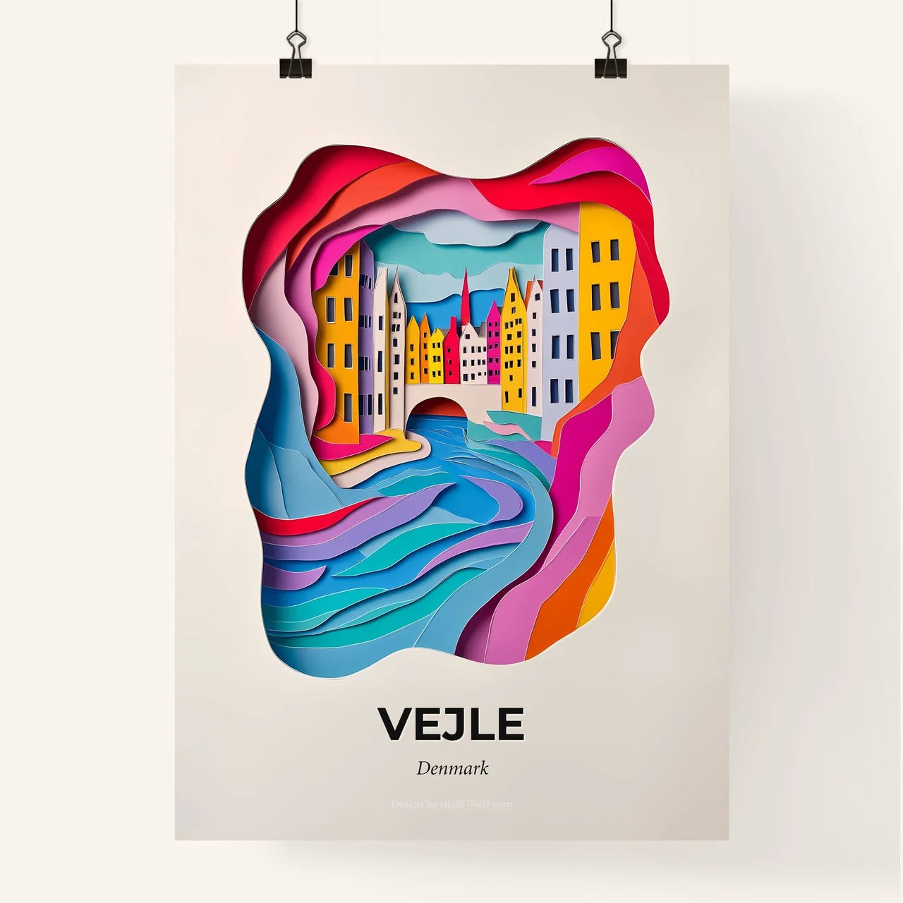 Vivid Vejle, Denmark, Colorful Poster