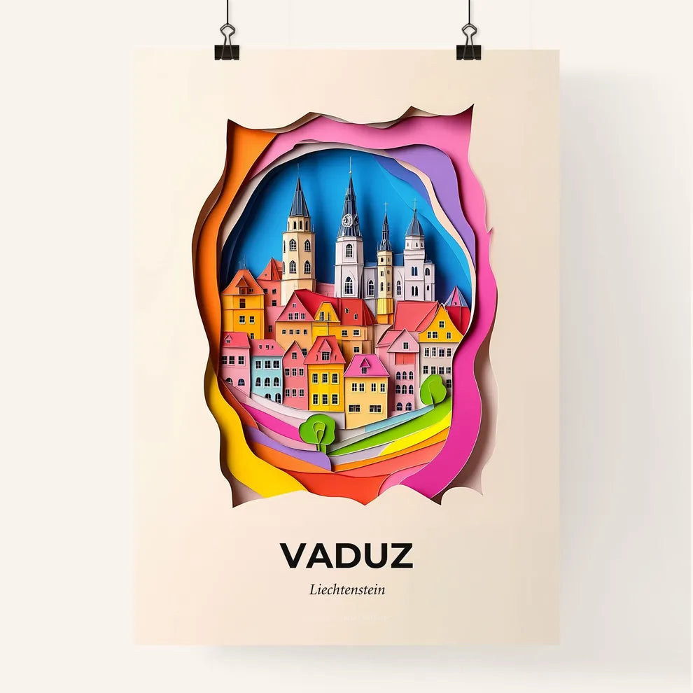 Vivid Vaduz, Liechtenstein, Colorful Poster