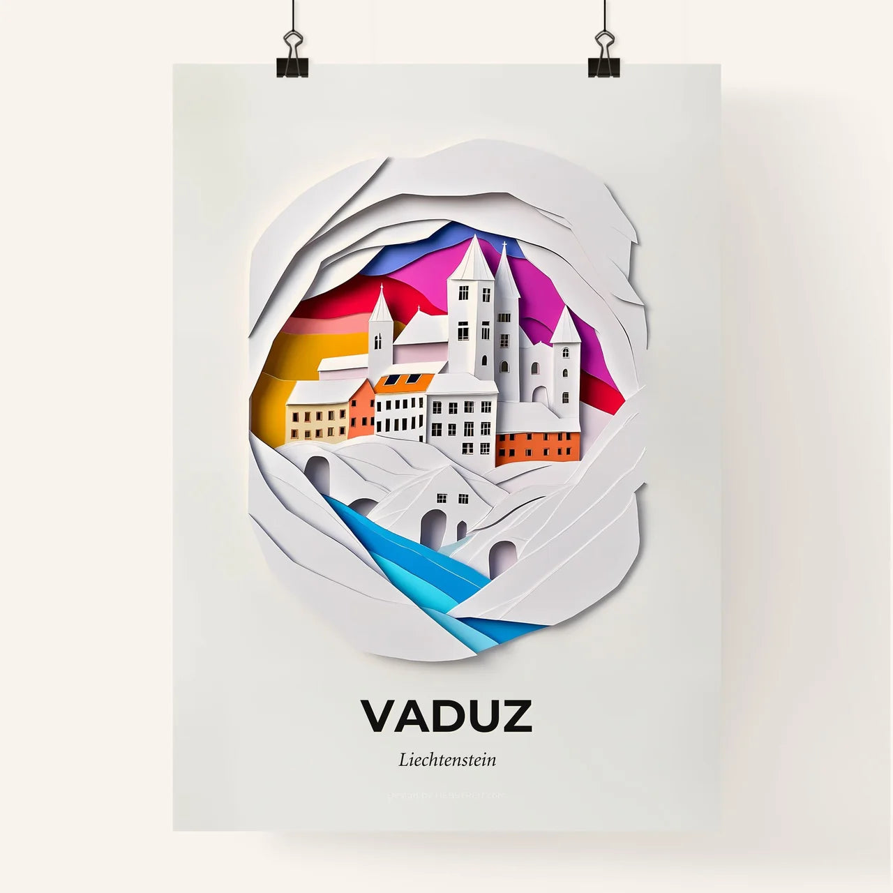 Vivid Vaduz, Liechtenstein, Colorful Poster