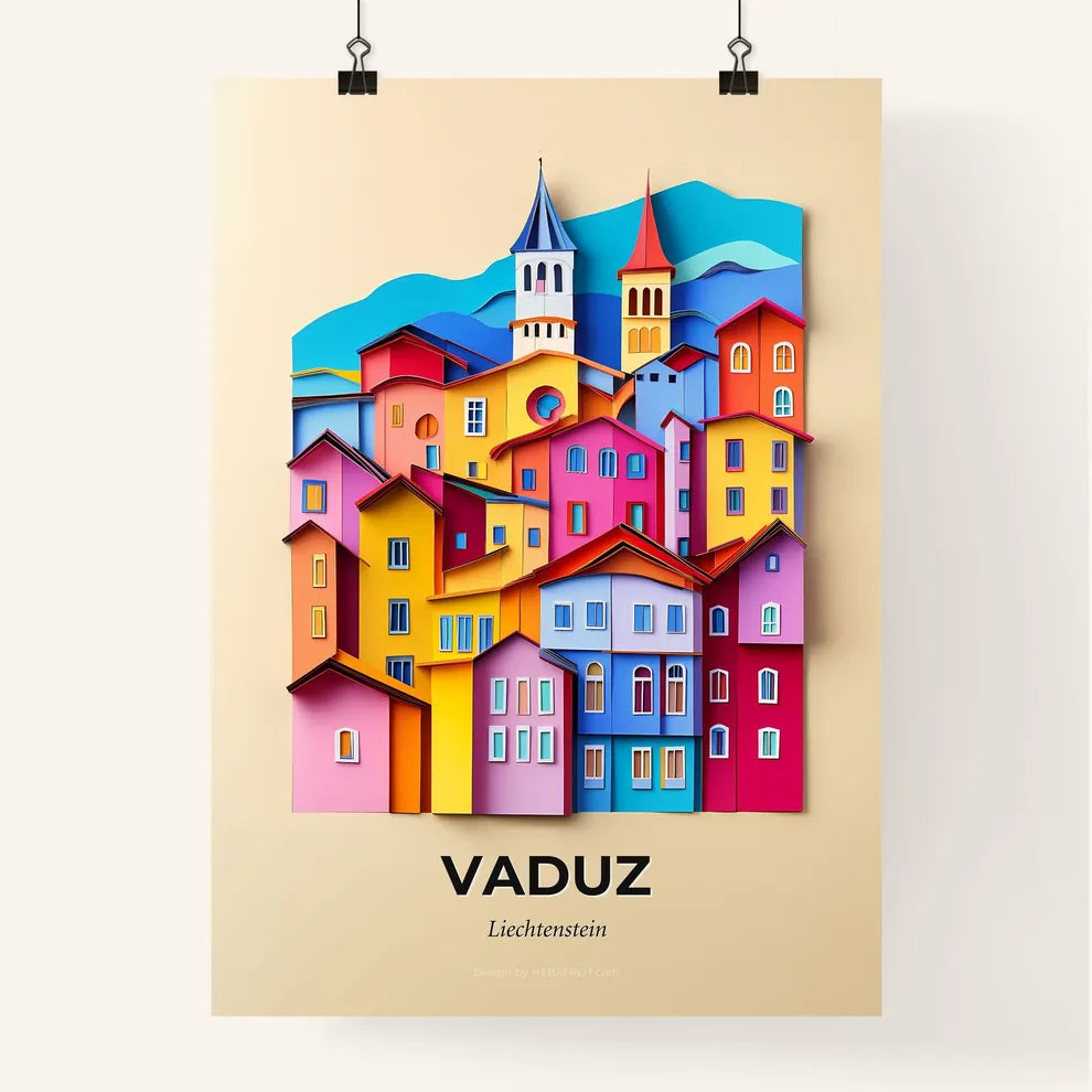 Vivid Vaduz, Liechtenstein, Colorful Poster