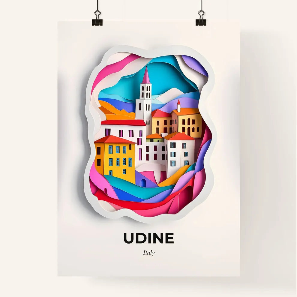Vivid Udine, Italy, Colorful Poster