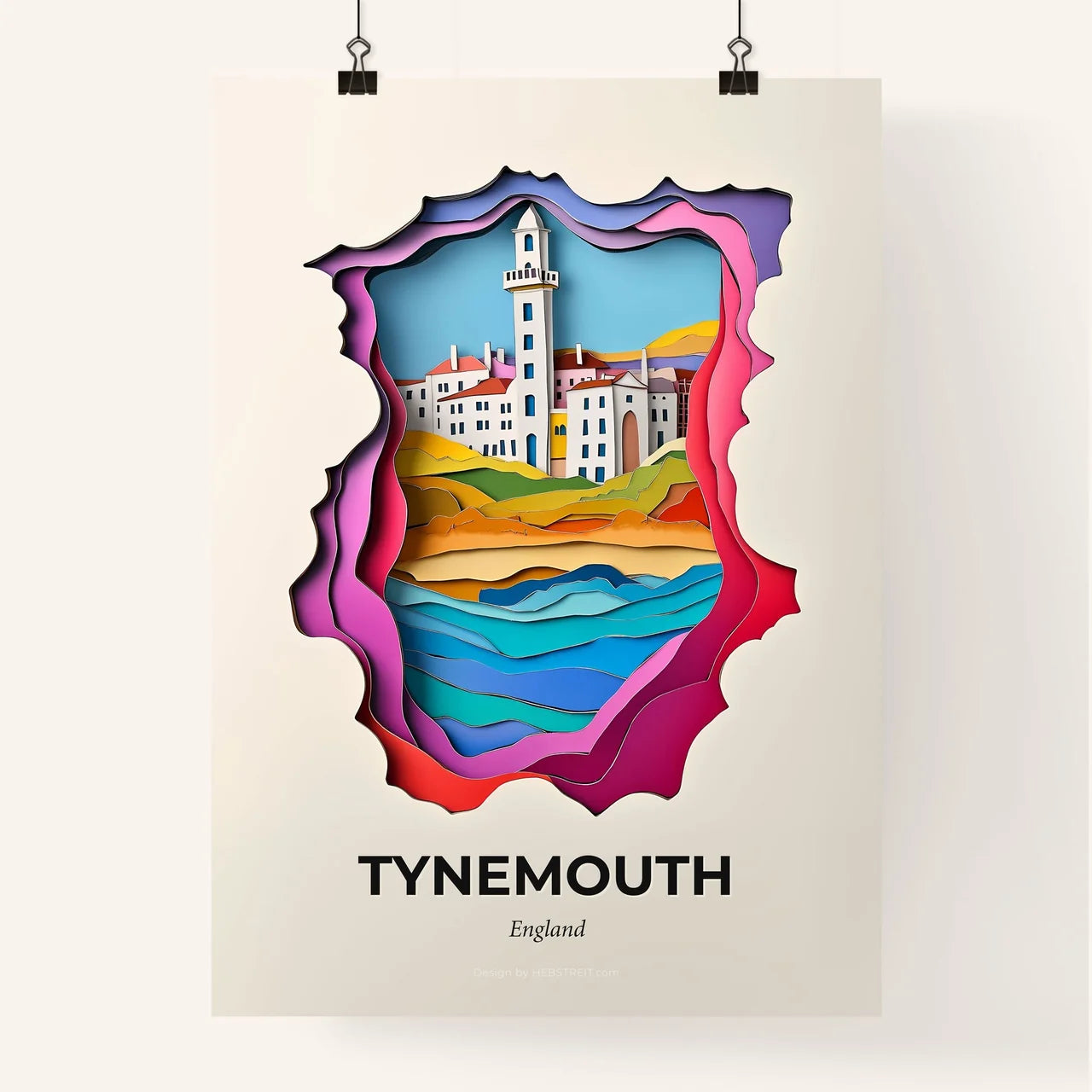 Vivid Tynemouth, England, Colorful Poster