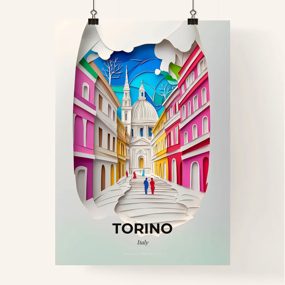 Vivid Turin, Italy, Colorful Poster