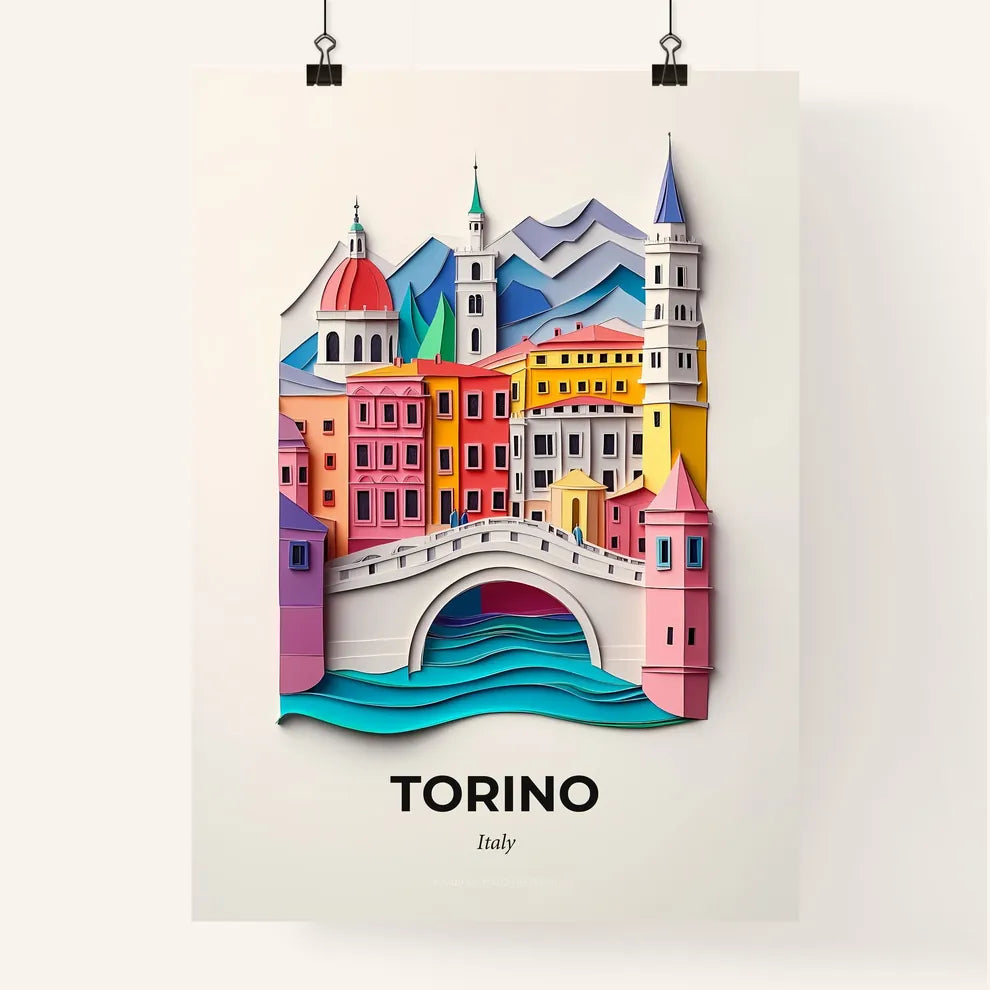 Vivid Turin, Italy, Colorful Poster