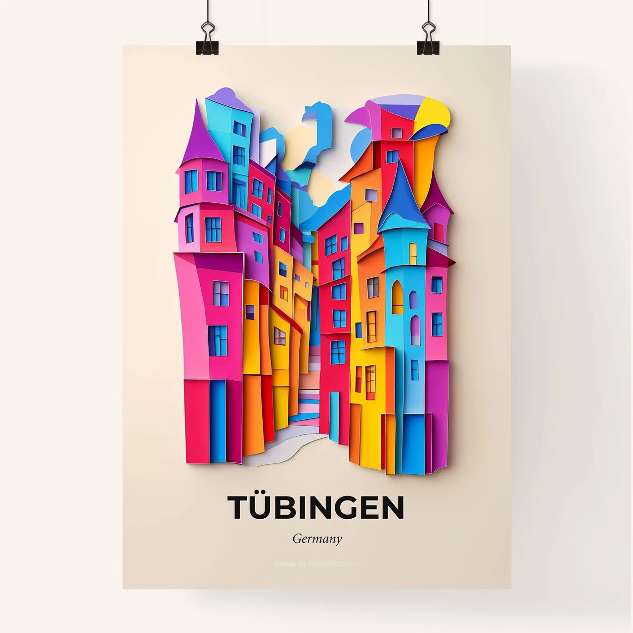 Vivid Tubingen, Germany, Colorful Poster