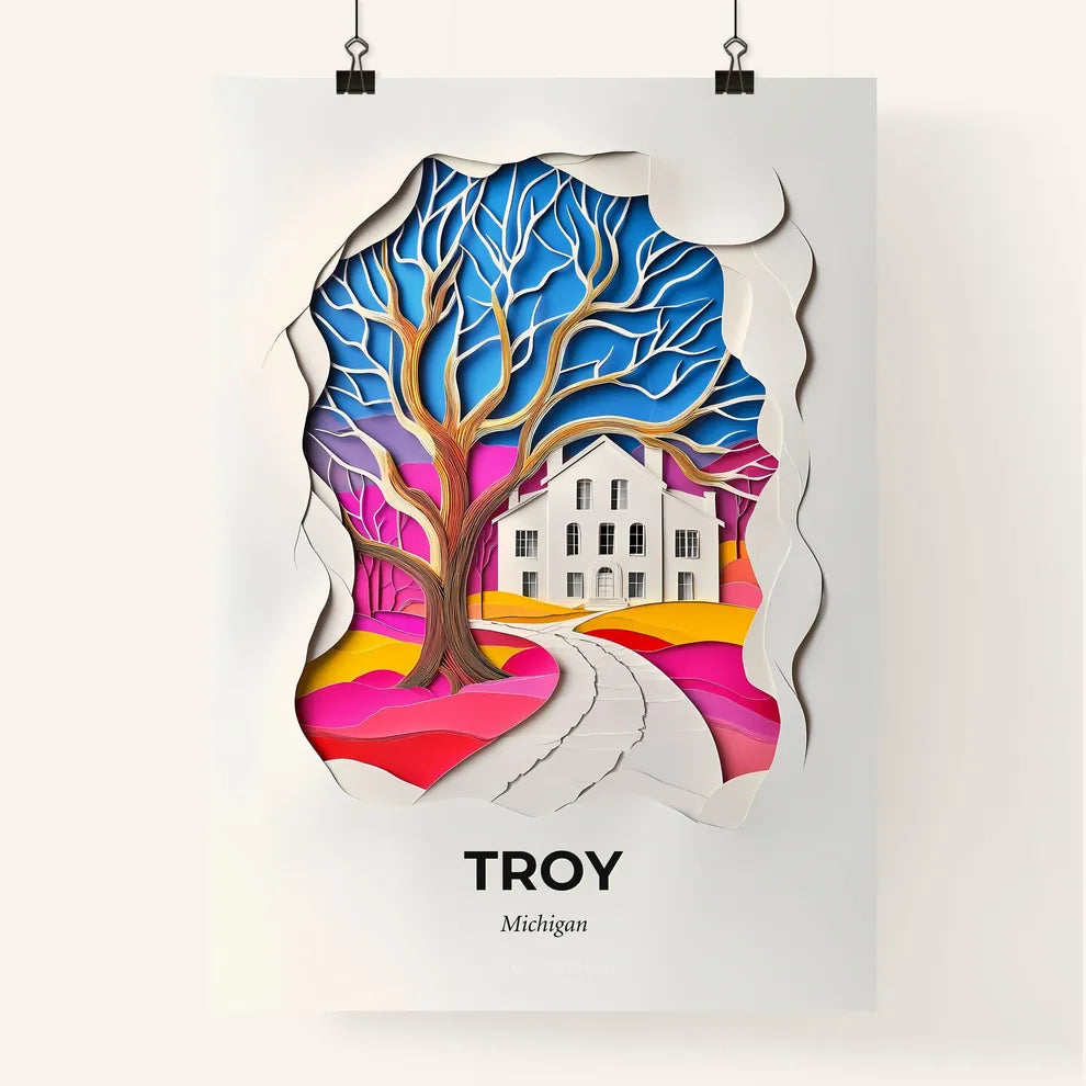 Vivid Troy, Michigan, Colorful Poster