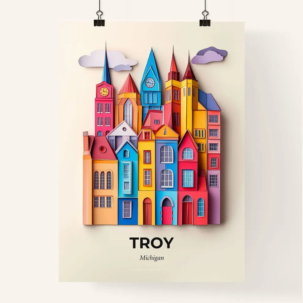 Vivid Troy, Michigan, Colorful Poster