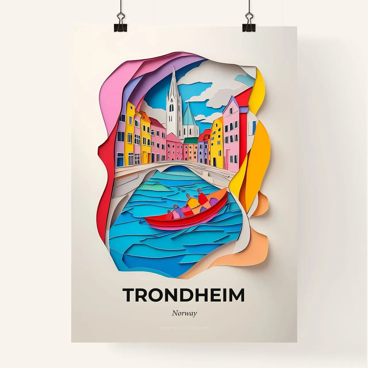 Vivid Trondheim, Norway, Colorful Poster