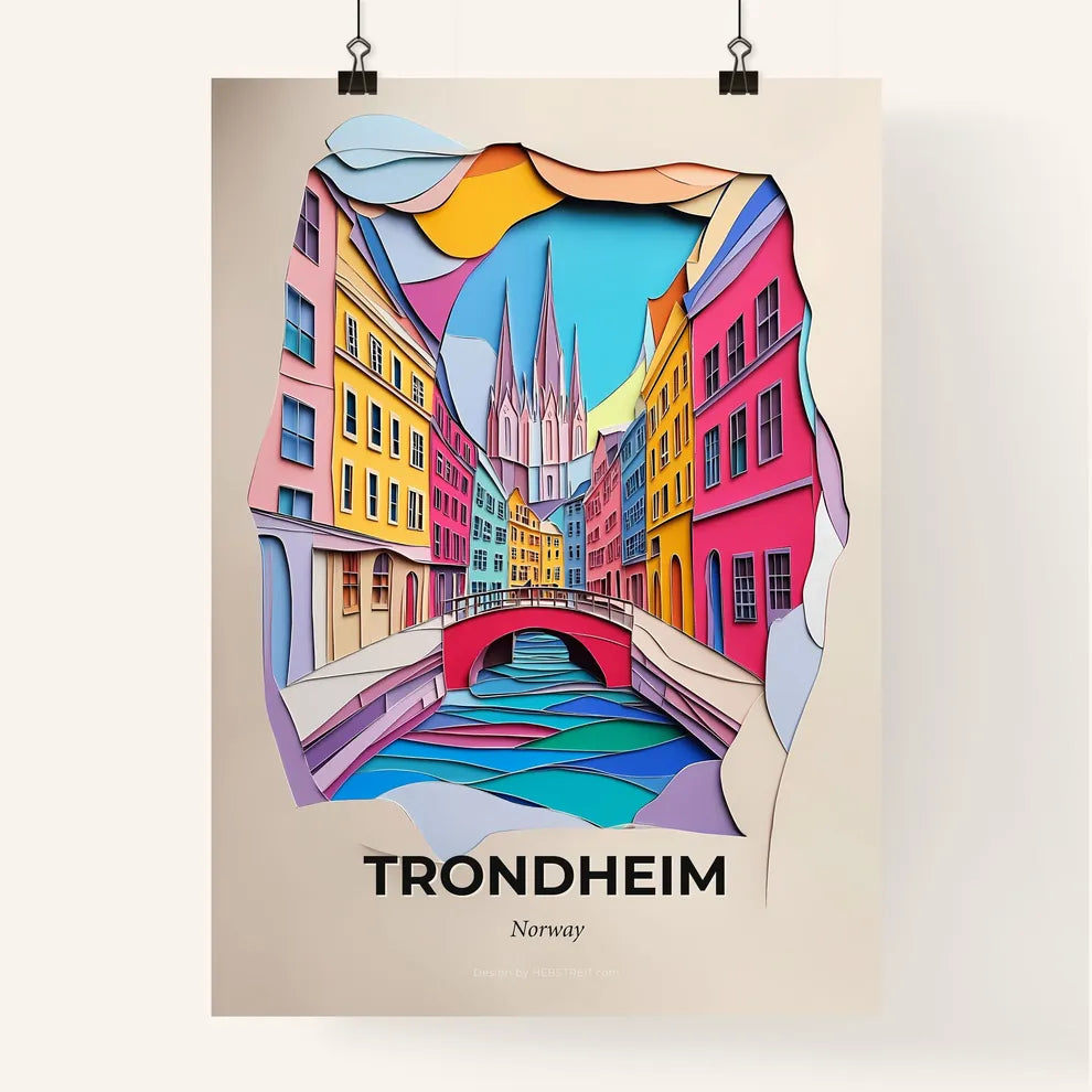 Vivid Trondheim, Norway, Colorful Poster