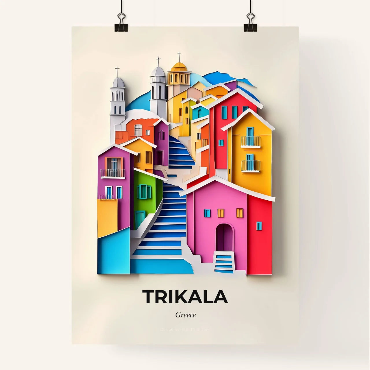 Vivid Trikala, Greece, Colorful Poster
